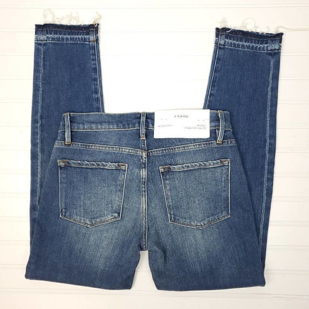 FRAME Size 25 Le Garcon Release Hem Crop Boyfriend Jeans - Picture 8 of 15